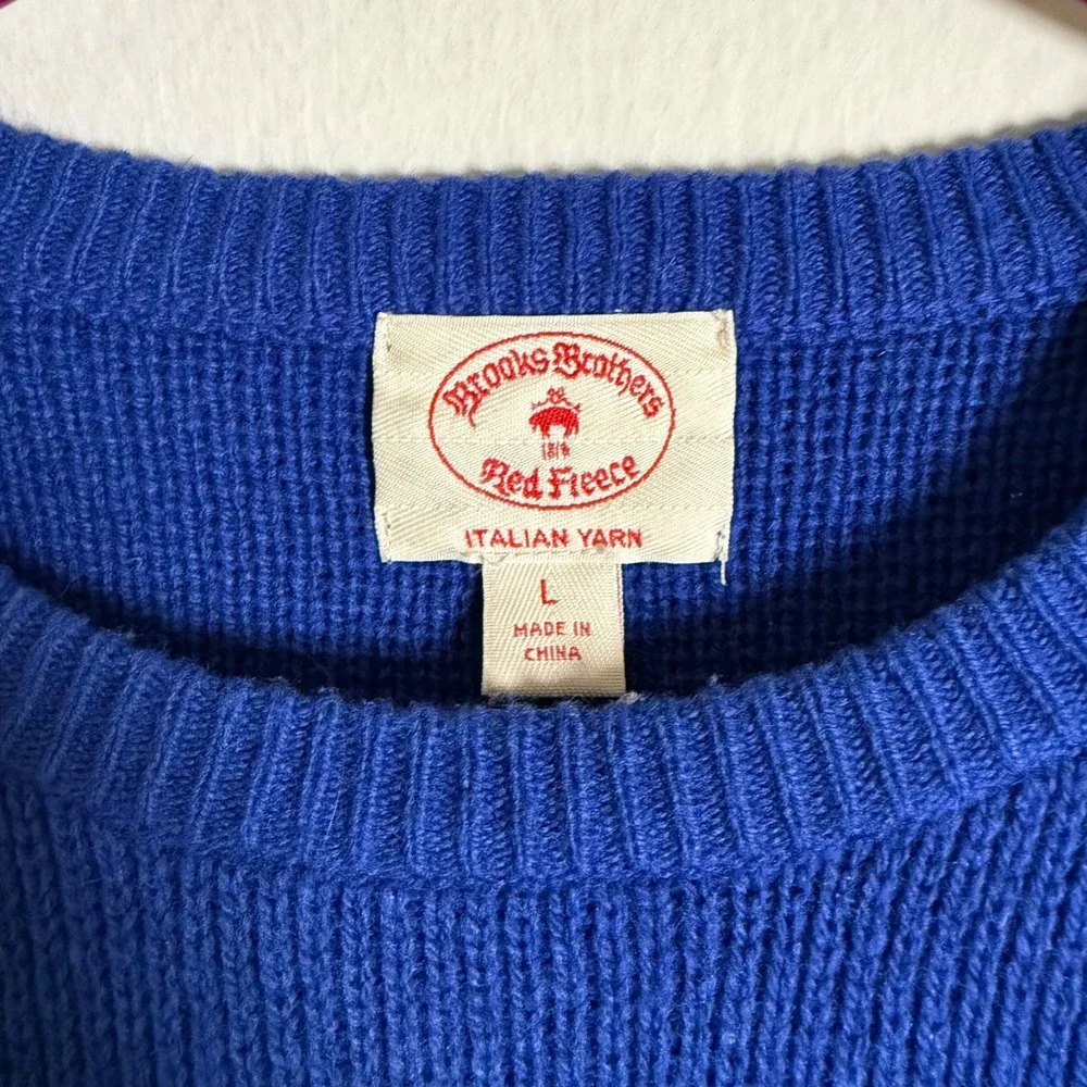 Brooks Brothers Red Fleece Mens Blue Black Fair Isle Merino Wool Sweater Large